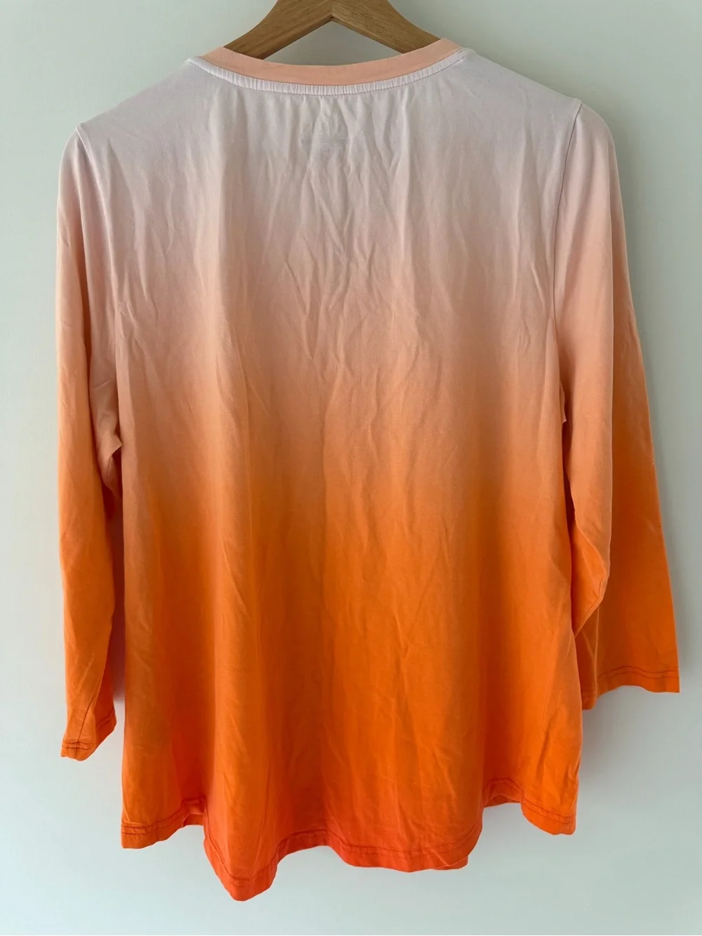 Ralph Lauren Ombre Peach Orange Zip Neck Top Women’s XL 3/4 Sleeve